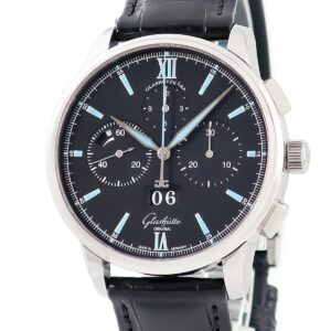 グラスヒュッテ オリジナル GLASHUTTE ORIGINAL セネタ クロノグラフ パノラマデイト 1-37-01-03-02-35 スモールセコンド メンズ 腕時計自動巻き ブラック 【中古】中古美品
