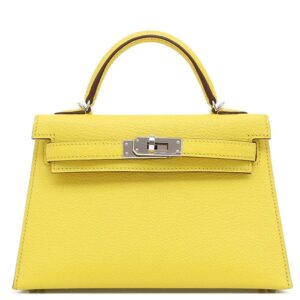 エルメス HERMES 2WAYバッグ ミニケリードゥ 外縫い シェーブル ジョーヌシトロン シルバー金具 黄色 ショルダー U刻印 【箱】 【中古】