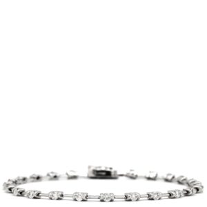 ライン LINE ブレスレット ダイヤ デザインブレスレット ホワイトゴールド デビアス 18K 750 WG 【中古】中古美品