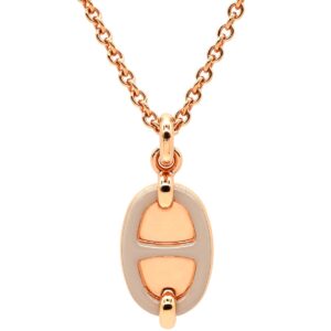 エルメス HERMES ネックレス ミニマイヨン PM ペンダント GP エナメル マロングラッセ ローズゴールド金具 PG金具 シェーヌダンクルモチーフ 新品 未使用 【箱】 【中古】未使用保管品