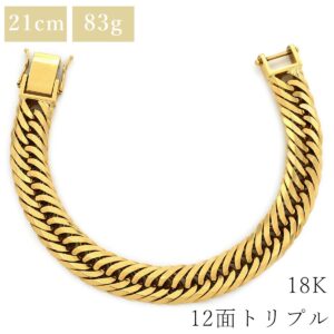 喜平 KIHEI ブレスレット K18 18金 21.7cm 83.8g 12面トリプル K18YG イエローゴールド 大 造幣局検定マーク ショッピングローン対応していません 【中古】中古美品
