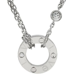 カルティエ Cartier ネックレス ラブ サークル 2Pダイヤ ホワイトゴールド 18金 750WG Wチェーン B7219400 【中古】中古品