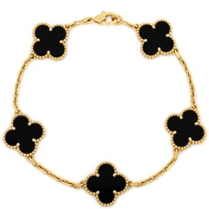 ヴァンクリーフアーペル Van Cleef & Arpels ブレスレット ヴィンテージ アルハンブラ ブラック×イエローゴールド 5モチーフ YG 18K オニキス VCARA41300 【箱】 【中古】中古美品