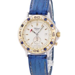 ショパール CHOPARD ミッレミリア 13/8175 K18YG×SS コンビ 純正ダイヤ&サファイア デイト レディース 腕時計クオーツ ホワイト 【中古】中古美品
