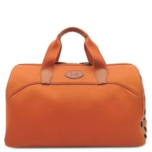 エルメス HERMES ボストンバッグ サックシアン トワルシェブロン レザー オレンジ シルバー金具 2WAY ペット用キャリー 【中古】