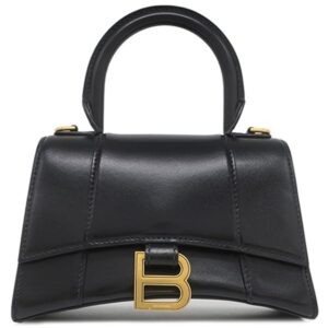 バレンシアガ BALENCIAGA 2WAYバッグ Hourglass ハンドバッグ XS レザー ブラック ゴールド金具 黒 ハンドバッグ ショルダー 592833 【中古】