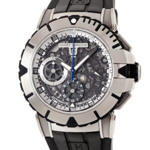 ハリーウィンストン Harry Winston オーシャン スポーツ クロノグラフ OCSACH44ZZ002 スケルトン ザリウム デイト メンズ 腕時計自動巻き ブラック 【中古】中古美品