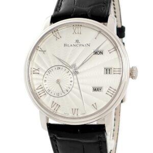 ブランパン BLANCPAIN ヴィルレ アニュアルカレンダー GMT 6670-1542-55B OH済 K18WG無垢 ギョウシェ ローマン メンズ 腕時計自動巻き シルバー 【中古】中古美品