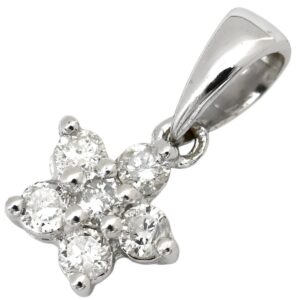 ペンダントトップ ダイヤモンド 0.13ct ホワイトゴールド K18WG Au750 18K 18金 スターモチーフ フラワー 6P 6粒 【中古】中古品