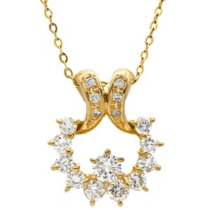 ウノアエレ UNOAERRE ネックレス ダイヤ デザインペンダント イエローゴールド サークル ラウンド 【中古】中古品