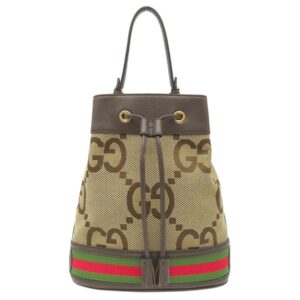 グッチ GUCCI 2WAYバッグ ジャンボGG オフィディア レザー ジャンボGGキャンバス ベージュ×エボニー ゴールド金具 バケットバッグ ショルダー 550621 【保存袋】 【中古】中古美品