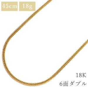 喜平 KIHEI ネックレス K18 18金 45.2cm 18.3g 6面 ダブル W K18YG イエローゴールド 造幣局検定マーク※ショッピングローン対応していません 【中古】