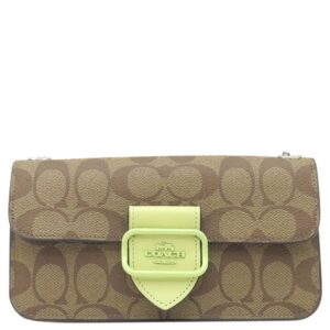 コーチ COACH ショルダーバッグ シグネチャー モーガン クロスボディ スムースレザー シグネチャーコーテッドキャンバス カーキ×ペールライム シルバー金具 チェーンショルダー CK438 SVUFH 【保存袋】 【中古】