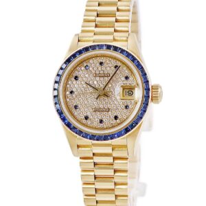 ロレックス ROLEX デイトジャスト 26 69118ZS OH済 93番台 K18YG無垢 純正ダイヤ＆サファイア レディース 腕時計自動巻き ゴールド 【中古】