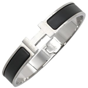 エルメス HERMES ブレスレット クリックHH PM メタル エナメル ブラックXシルバー Hブレス 黒 【中古】