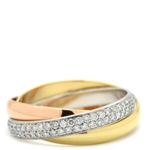 カルティエ Cartier リング 指輪 トリニティ SM セミパヴェ ダイヤ ホワイトゴールド×イエローゴールド×ピンクゴールド #53(JP13) 3カラー 3連 18K 750 13号 【中古】新品同様品