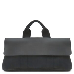 エルメス HERMES ハンドバッグ ヴァルパライソ ロング MM トワルシェブロン レザー ブラック シルバー金具 黒 【中古】