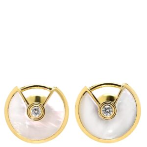 カルティエ Cartier ピアス アミュレット ドゥ ピアス ホワイト×イエローゴールド 白 1Pダイヤ 750 18K YG シェル 【保証書】 【中古】中古美品