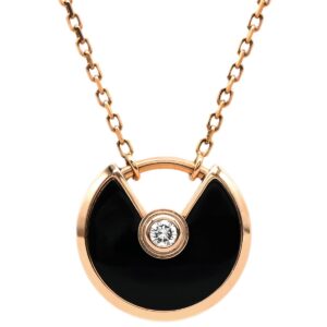 カルティエ Cartier ネックレス アミュレット ドゥ カルティエ ピンクゴールド×ブラック PG Au750 18K 18金 ダイヤ オニキス タリスマン 【保証書】 【中古】