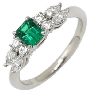 ミキモト MIKIMOTO リング 指輪 エメラルド ダイヤモンド グリーン×プラチナシルバー MIKIMOTO プラチナ Pt950 エメラルドカット スクエア 11号 【箱】 【中古】中古美品
