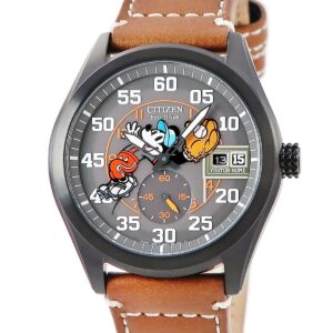 シチズン CITIZEN エコドライブ バッターズアップ ミッキー BV1089-05W 未使用 ディズニー コラボ デイト メンズ 腕時計クオーツ グレー 【中古】
