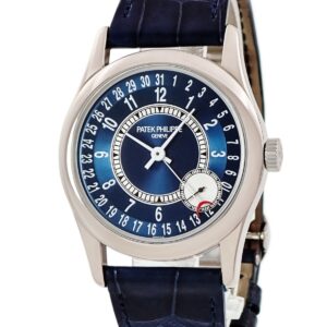 パテックフィリップ PATEK PHILIPPE カラトラバ 6000G-012 OH済 K18WG無垢 青 ポインターデイト マイクロローター メンズ 腕時計自動巻き ブルー 【中古】中古美品