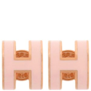 エルメス HERMES ピアス ポップアッシュ Hピアス ミニ GP エナメル ローズドラジェ×ピンクゴールド ローズゴールド金具 H型 【箱】 【中古】