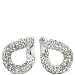 ポメラート Pomellato ピアス ダイヤモンド フープピアス ホワイトゴールド Au750 18K 18金 WG ダイヤ パヴェ レバーバック 【中古】