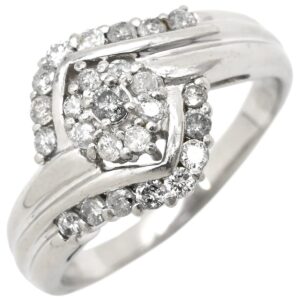 リング 指輪 Pt ダイヤモンド 0.54ct プラチナシルバー プラチナ クラスターデザイン 菱形モチーフ 15号 【中古】中古品