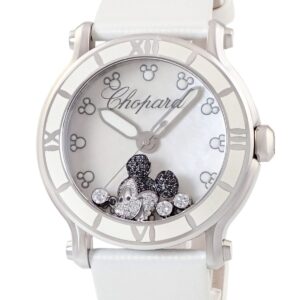 ショパール CHOPARD ハッピーミッキー 288524-3004 メーカーOH済 純正ダイヤ ホワイト シェル メンズ レディース 腕時計クオーツ ホワイト 【中古】中古美品