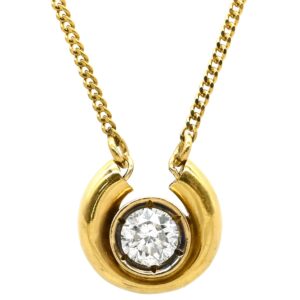 ネックレス ダイヤモンド 0.306ct イエローゴールド Au750 18K 18金 1P 1石 1粒 【中古】中古品