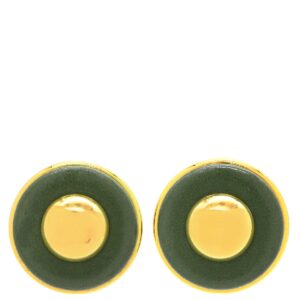 エルメス HERMES イヤリング ヴィンテージ レザーイヤリング GP レザー グリーンXゴールド サークル ラウンド 丸型 セリエ 【中古】中古美品