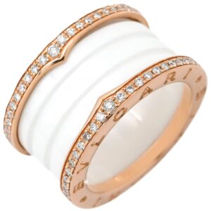 ブルガリ BVLGARI リング 指輪 ビーゼロワン B-zero1 4バンド ダイヤリング ホワイト×ピンクゴールド #52(JP12) 750PG 18金 セラミック 11号 【中古】中古美品