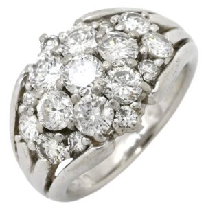 リング 指輪 ダイヤ 2.0ct プラチナシルバー Pt900 ブリリアントカット パヴェ フラワー 花モチーフ 丸越マーク刻印 9.5号 【中古】中古品