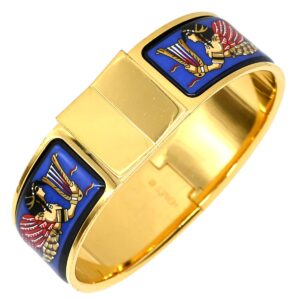 エルメス HERMES ブレスレット クリッククラック エマイユ GM GP 七宝焼き ブルーXマルチカラー ゴールド金具 ブルー 赤 青 金 バングル 【中古】中古品