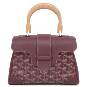 ゴヤール GOYARD 2WAYバッグ サイゴン ミニ ソフトバッグ カーフ ゴヤールディンキャンバス シュヴロッシュカーフスキン バーガンディ シルバー金具 ショルダー ハンドバッグ ヘリンボーン柄 【中古】新品同様品