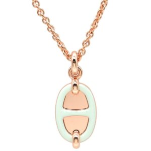 エルメス HERMES ネックレス ミニマイヨン PM ペンダント GP エナメル ヴェールフィズ ローズゴールド金具 シェーヌダンクルモチーフ 新品 未使用 H100053FO17 【箱】 【中古】未使用保管品