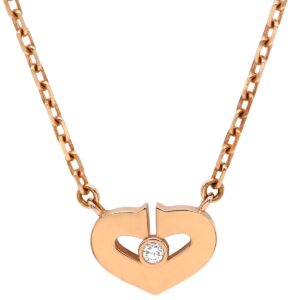 カルティエ Cartier ネックレス Ｃハート ダイヤ ピンクゴールド 18金 18K 750PG 【箱】 【中古】中古美品