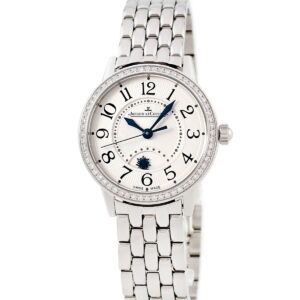 ジャガールクルト JAEGER LECOULTRE ランデヴー ナイト&デイ Q3468121 346.8.56.S 純正ダイヤ ギョーシェ 青針 レディース 腕時計自動巻き シルバー 【中古】中古美品