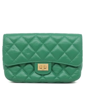 シャネル CHANEL チェーンウォレット マトラッセ ミニ チェーンショルダー レザー グリーン マットゴールド金具 緑 ソルド品 ランダムシリアル 【中古】未使用保管品