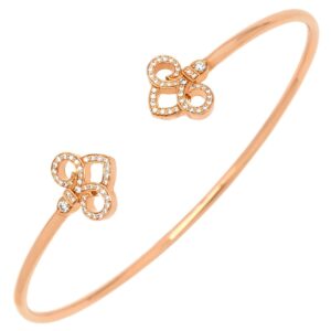 ティファニー Tiffany & Co バングル フルール ド リス ステム ワイヤー ピンクゴールド T&Co. 750 ダイヤ ブレスレット 花モチーフ 【中古】中古美品