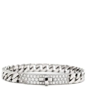 エルメス HERMES ブレスレット ケリー グルメット TPM ホワイトゴールド SH 750 18K チェーン 41P ダイヤ ケリークラスプ H221410B 【箱】 【中古】