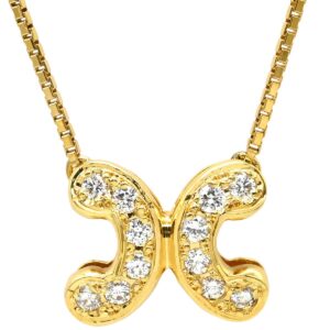 セリーヌ CELINE ネックレス マカダム ダイヤ イエローゴールド CELINE K18YG Au750 18K ヴィンテージモチーフ X 0.22ct 【中古】