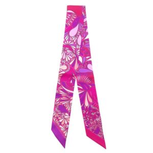 エルメス HERMES スカーフ ツイリー シルク ピンク×パープル 【MILLEFLEURS DU MEXIQUE/メキシコの花】 【中古】