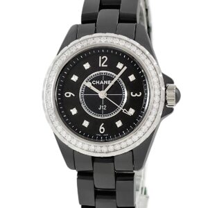 シャネル CHANEL J12 33mm H3108 純正ダイヤ ブラック セラミック 黒 アラビア レディース 腕時計クオーツ ブラック 【中古】中古美品
