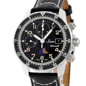 ジン SINN 103 ムーンフェイズ クロノグラフ 103.B.SA.MOND メーカーOH済 ブラック デイト 回転ベゼル メンズ 腕時計自動巻き ブラック 【中古】中古美品