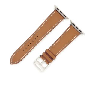 エルメス HERMES 腕時計パーツ 純正 アップルウォッチ 38 40 41 mm用 レザー ステンレススチール ブラウン 新品同様 レザー ベルト 32ｍｍ 茶 尾錠付き 【中古】新品同様品