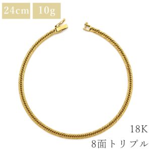 喜平 KIHEI ブレスレット アンクレット K18 24.7cm 10.0g 8面 トリプル K18YG イエローゴールド 造幣局検定マーク ショッピングローン対応していません 【中古】