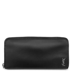 サンローラン SAINT LAURENT 長財布 タイニーカサンドラ ラウンドファスナー レザー ブラック シルバー金具 黒 ラウンドジップ 【箱】 【中古】中古美品